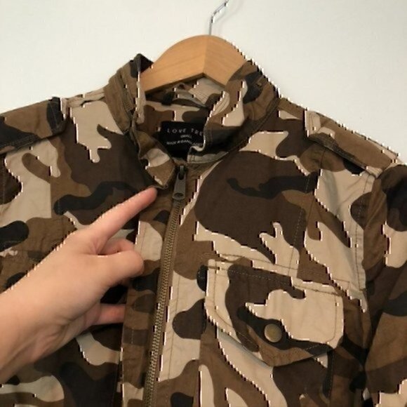 LOVE TREE JUNIORS Camouflage Camo Military Utility Fall 100% Cotton Jacket Small - Picture 5 of 8
